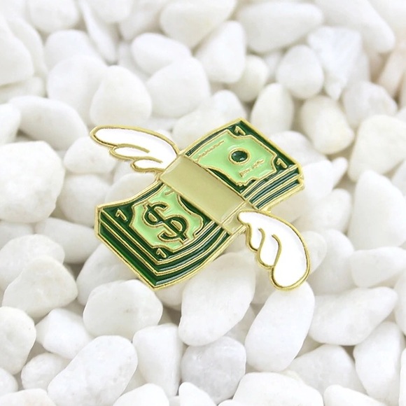 NEW Cash Money Flying Angel Wing Enamel Pin Brooch - Picture 2 of 3